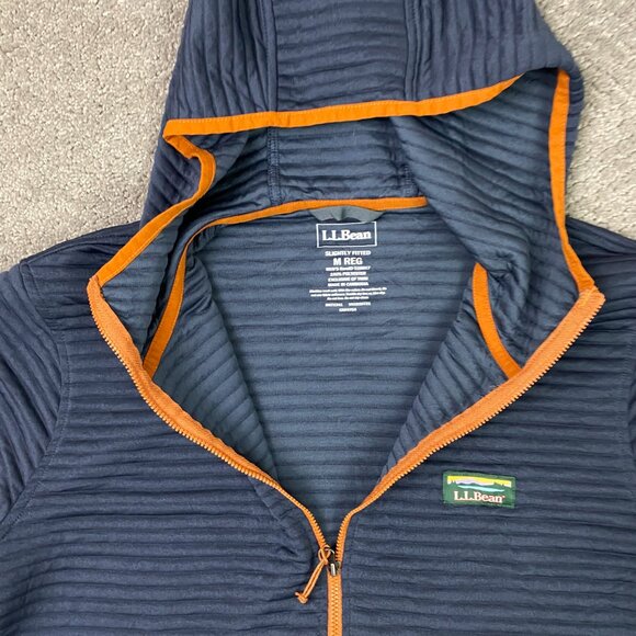 LL Bean Airlight Knit Hoodie Jacket Men's Medium Slightly Fitted Blue Full Zip - Picture 4 of 10